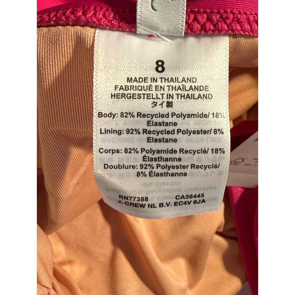 NEW J. Crew Women’s Size 8 Radiant Fuchsia Ruched V-neck One-piece NWT - Picture 4 of 6
